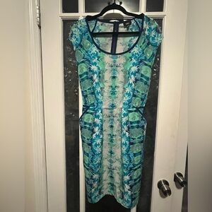 Mossimo Floral Blue and Green Dress Size M